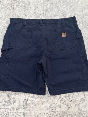 navy canvas Carhartt carpenter work shorts